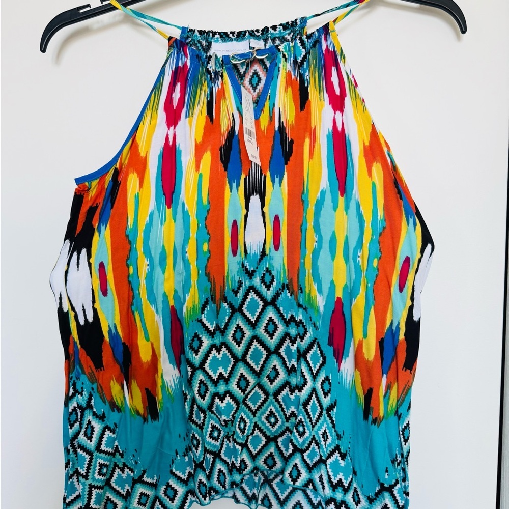 New with Tags New York & Company Halter tank with colorful watercolor print XS/S